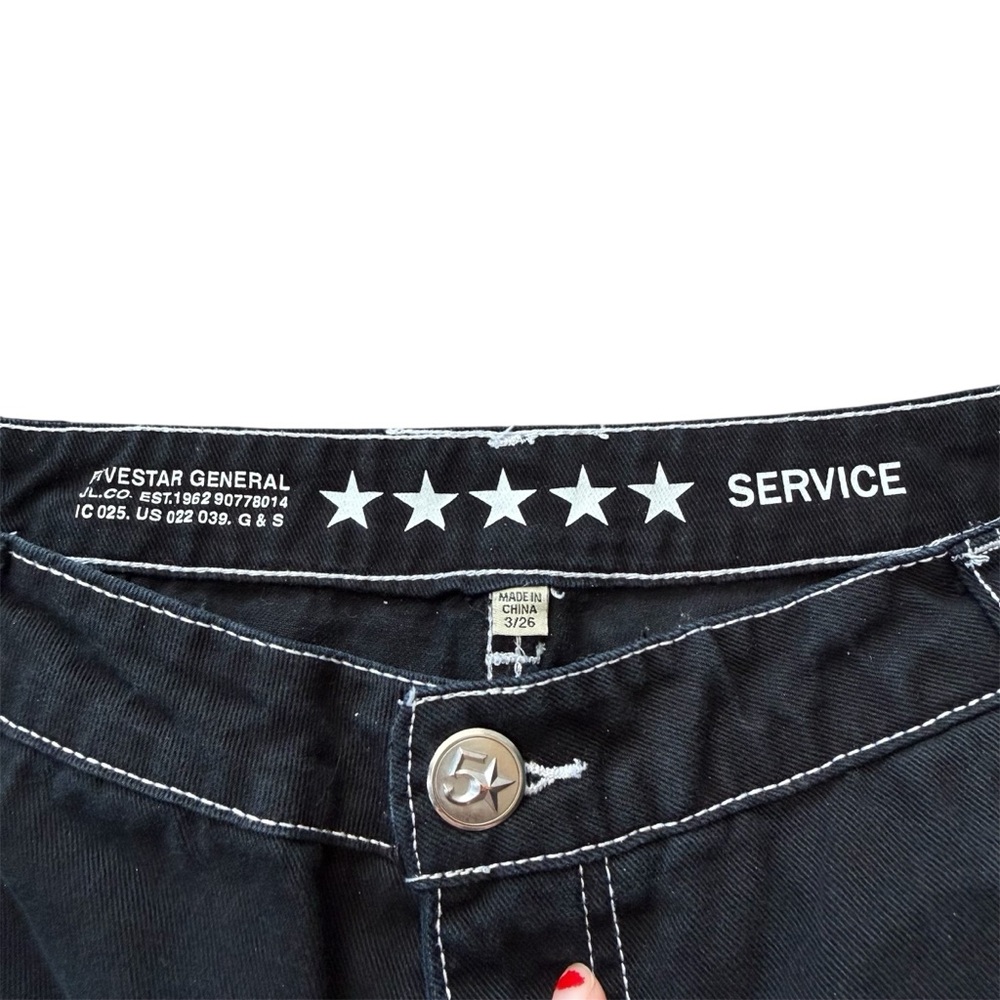 FIVE STAR Black Straight-Leg Pants with Contrast Stitching - Picture 3 of 6